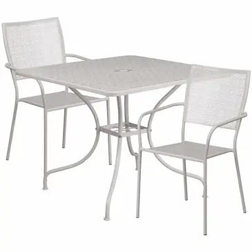 Flash Furniture CO-35SQ-02CHR2-SIL-GG Chair & Table Set, Outdoor