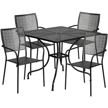 Flash Furniture CO-35SQ-02CHR4-BK-GG Chair & Table Set, Outdoor