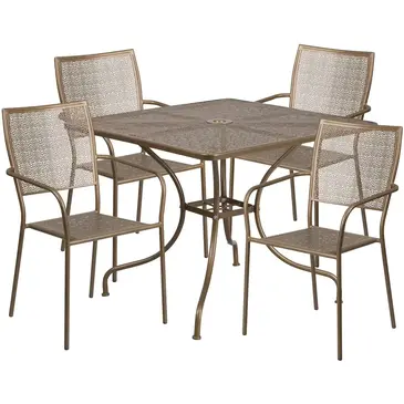 Flash Furniture CO-35SQ-02CHR4-GD-GG Chair & Table Set, Outdoor
