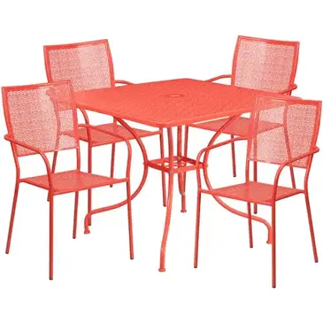 Flash Furniture CO-35SQ-02CHR4-RED-GG Chair & Table Set, Outdoor