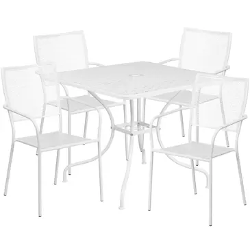 Flash Furniture CO-35SQ-02CHR4-WH-GG Chair & Table Set, Outdoor