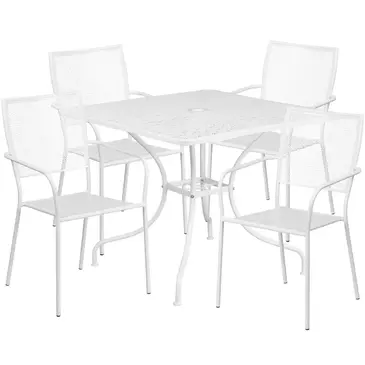 Flash Furniture CO-35SQ-02CHR4-WH-GG Chair & Table Set, Outdoor