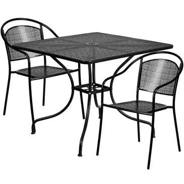 Flash Furniture CO-35SQ-03CHR2-BK-GG Chair & Table Set, Outdoor