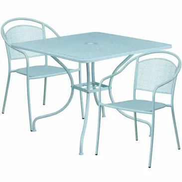 Flash Furniture CO-35SQ-03CHR2-SKY-GG Chair & Table Set, Outdoor