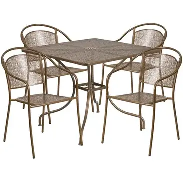 Flash Furniture CO-35SQ-03CHR4-GD-GG Chair & Table Set, Outdoor