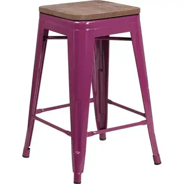 Flash Furniture ET-BT3503-24-PUR-WD-GG Bar Stool, Stacking, Indoor