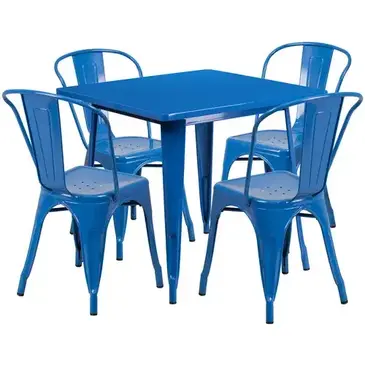 Flash Furniture ET-CT002-4-30-BL-GG Chair & Table Set, Outdoor