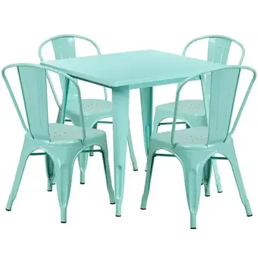 Flash Furniture ET-CT002-4-30-MINT-GG Chair & Table Set, Outdoor