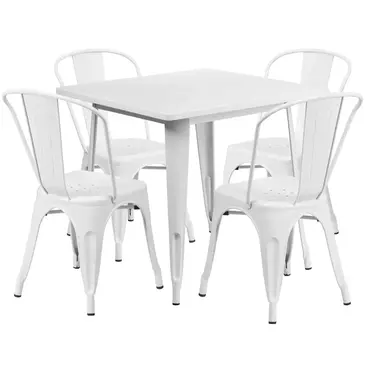 Flash Furniture ET-CT002-4-30-WH-GG Chair & Table Set, Outdoor