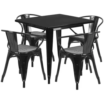 Flash Furniture ET-CT002-4-70-BK-GG Chair & Table Set, Outdoor