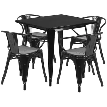 Flash Furniture ET-CT002-4-70-BK-GG Chair & Table Set, Outdoor