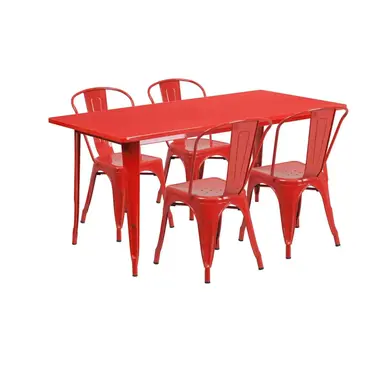 Flash Furniture ET-CT005-4-30-RED-GG Chair & Table Set, Outdoor