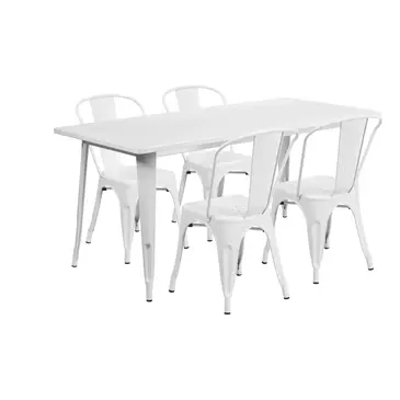 Flash Furniture ET-CT005-4-30-WH-GG Chair & Table Set, Outdoor