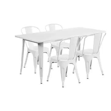 Flash Furniture ET-CT005-4-30-WH-GG Chair & Table Set, Outdoor