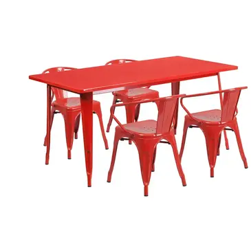 Flash Furniture ET-CT005-4-70-RED-GG Chair & Table Set, Outdoor
