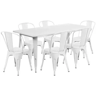 Flash Furniture ET-CT005-6-30-WH-GG Chair & Table Set, Outdoor