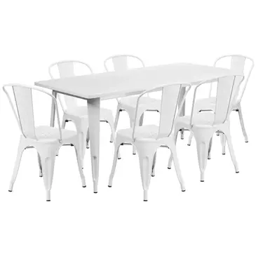 Flash Furniture ET-CT005-6-30-WH-GG Chair & Table Set, Outdoor