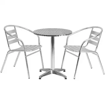 Flash Furniture TLH-ALUM-24RD-017BCHR2-GG Chair & Table Set, Outdoor