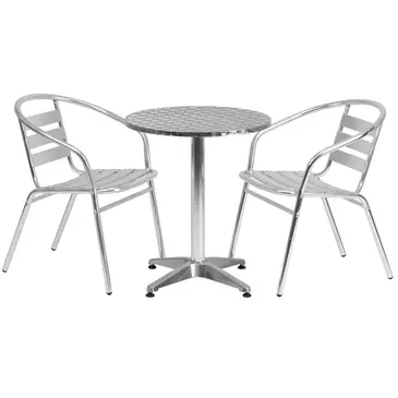 Flash Furniture TLH-ALUM-24RD-017BCHR2-GG Chair & Table Set, Outdoor