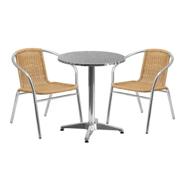 Flash Furniture TLH-ALUM-24RD-020BGECHR2-GG Chair & Table Set, Outdoor