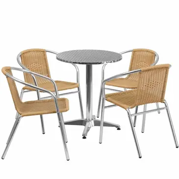 Flash Furniture TLH-ALUM-24RD-020BGECHR4-GG Chair & Table Set, Outdoor