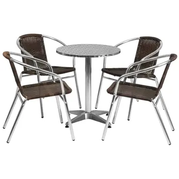 Flash Furniture TLH-ALUM-24RD-020CHR4-GG Chair & Table Set, Outdoor