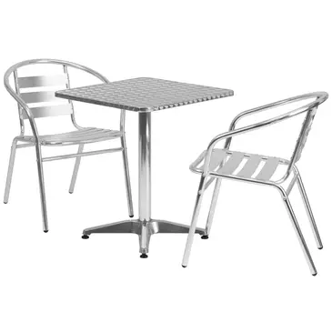 Flash Furniture TLH-ALUM-24SQ-017BCHR2-GG Chair & Table Set, Outdoor