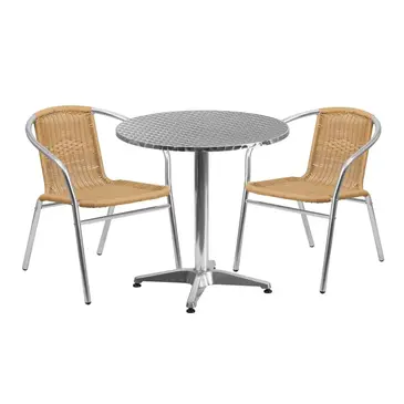 Flash Furniture TLH-ALUM-28RD-020BGECHR2-GG Chair & Table Set, Outdoor