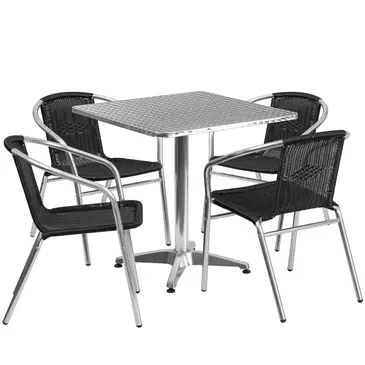 Flash Furniture TLH-ALUM-28SQ-020BKCHR4-GG Chair & Table Set, Outdoor
