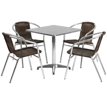 Flash Furniture TLH-ALUM-28SQ-020CHR4-GG Chair & Table Set, Outdoor