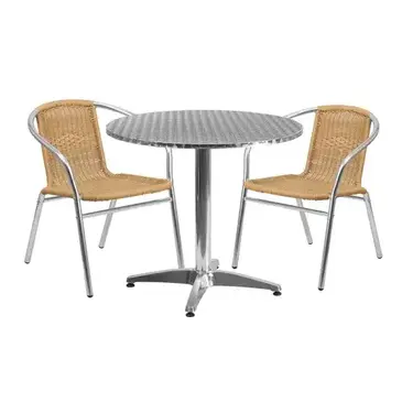 Flash Furniture TLH-ALUM-32RD-020BGECHR2-GG Chair & Table Set, Outdoor