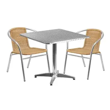 Flash Furniture TLH-ALUM-32SQ-020BGECHR2-GG Chair & Table Set, Outdoor