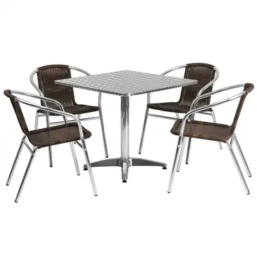 Flash Furniture TLH-ALUM-32SQ-020CHR4-GG Chair & Table Set, Outdoor