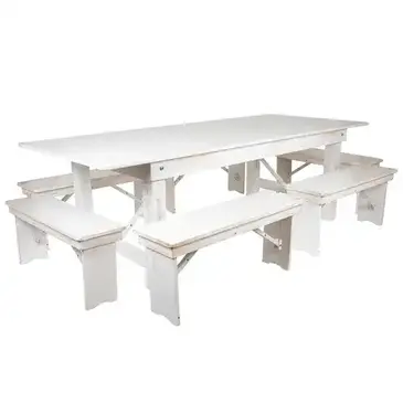 Flash Furniture XA-FARM-3-WH-GG Table Set, Bench