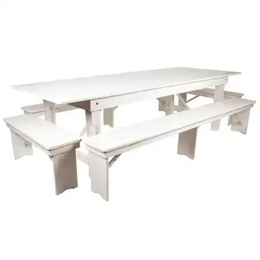 Flash Furniture XA-FARM-7-WH-GG Table Set, Bench