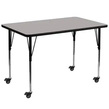 Flash Furniture XU-A3672-REC-GY-H-A-CAS-GG Table, Indoor, Activity