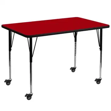 Flash Furniture XU-A3672-REC-RED-T-A-CAS-GG Table, Indoor, Activity