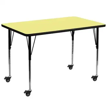 Flash Furniture XU-A3672-REC-YEL-T-A-CAS-GG Table, Indoor, Activity