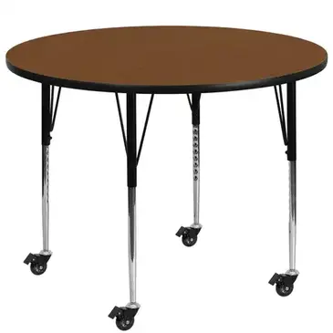 Flash Furniture XU-A48-RND-OAK-H-A-CAS-GG Table, Indoor, Activity