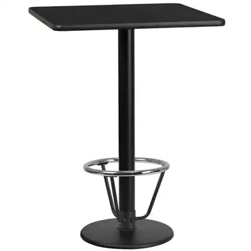 Flash Furniture XU-BLKTB-2424-TR18B-3CFR-GG Table, Indoor, Bar Height