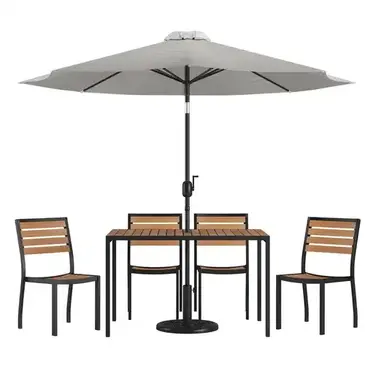 Flash Furniture XU-DG-304860364-UB19BGY-GG Chair & Table Set, Outdoor