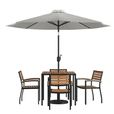 Flash Furniture XU-DG-810060064-UB19BGY-GG Chair & Table Set, Outdoor