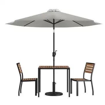 Flash Furniture XU-DG-810060362-UB19BGY-GG Chair & Table Set, Outdoor