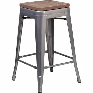 Flash Furniture XU-DG-TP0004-24-WD-GG Bar Stool, Stacking, Indoor