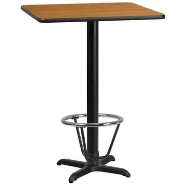 Flash Furniture XU-NATTB-2424-T2222B-3CFR-GG Table, Indoor, Bar Height