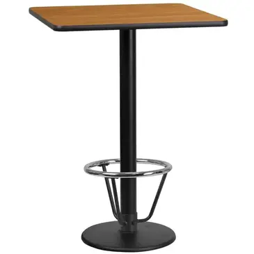 Flash Furniture XU-NATTB-2424-TR18B-3CFR-GG Table, Indoor, Bar Height