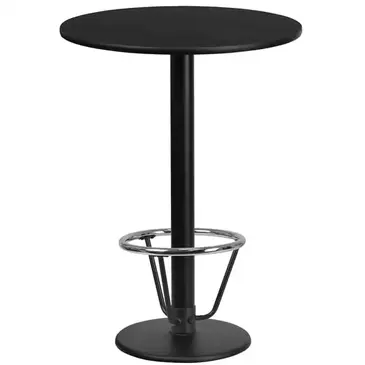 Flash Furniture XU-RD-24-BLKTB-TR18B-3CFR-GG Table, Indoor, Bar Height