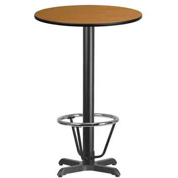 Flash Furniture XU-RD-24-NATTB-T2222B-3CFR-GG Table, Indoor, Bar Height