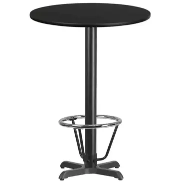 Flash Furniture XU-RD-30-BLKTB-T2222B-3CFR-GG Table, Indoor, Bar Height