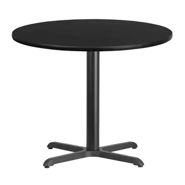Flash Furniture XU-RD-36-BLKTB-T3030-GG Table, Indoor, Dining Height